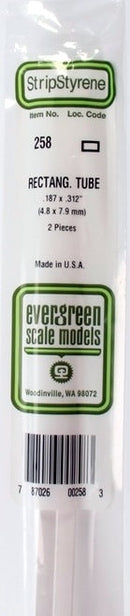 Evergreen Scale Models 258 14" Rectangular Tubing -- .187 x .312" .47 x .79cm pkg(2), A Scale