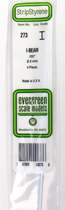 Evergreen Scale Models 273 14" Styrene I-Beam -- .100" Tall; pkg(4), A Scale