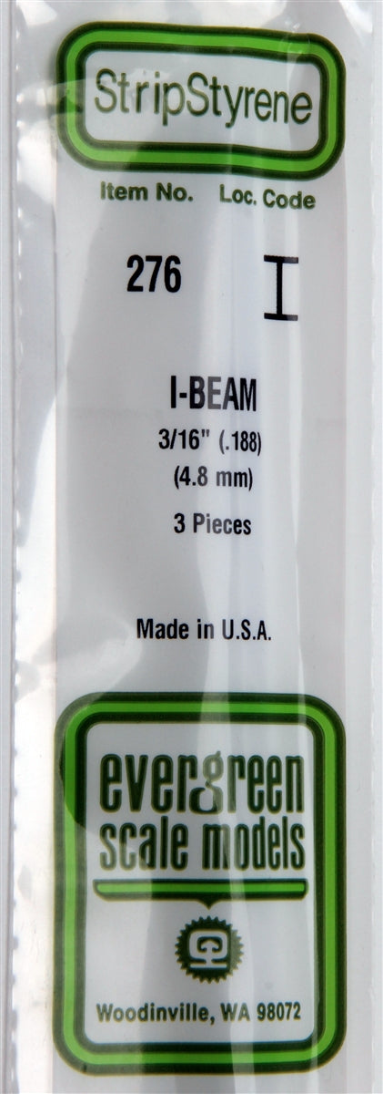 Evergreen Scale Models 276 I-Beam .188" (3)