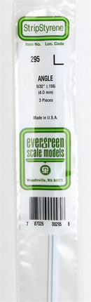 Evergreen Scale Models 295 14" Styrene Angles -- .156" .40cm pkg(3), A Scale