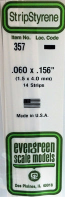 Evergreen Scale Models 357 24" Strip Pack .060" x .156" (14)