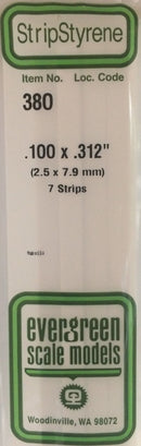 Evergreen Scale Models 380 24" Strip Pack .100" x .312" (7)