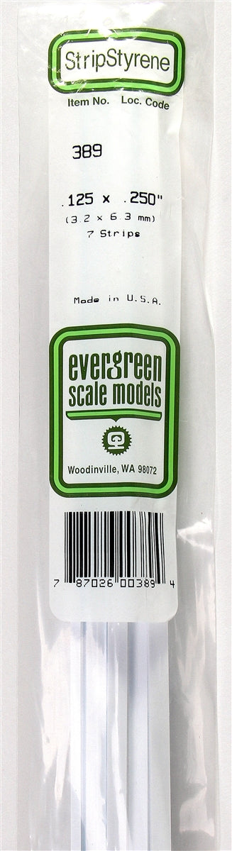 Evergreen Scale Models 389 24" Strip Pack .125" x .250" (7)