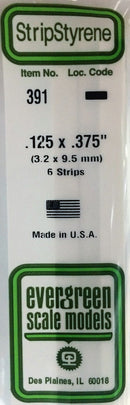 Evergreen Scale Models 391 24" Strip Pack .125" x .375" (6)