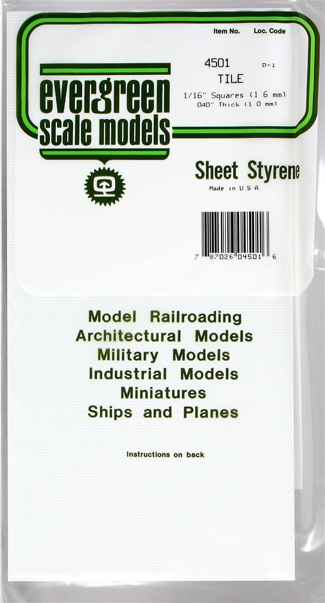 Evergreen Scale Models 4501 Square Tile 1/16"