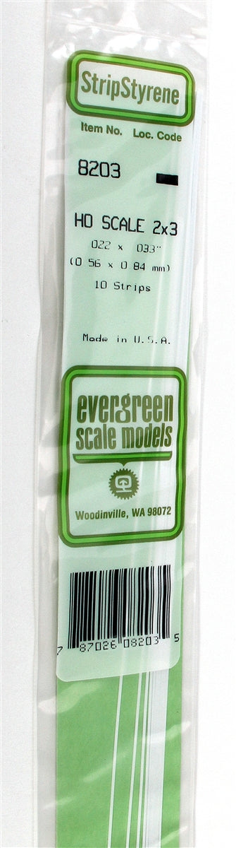 Evergreen Scale Models HO 8202 Strip .022" x .022" (10)