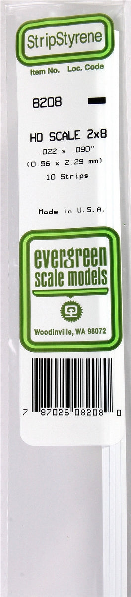 Evergreen Scale Models HO 8212 Strip .022" x .135" (10)