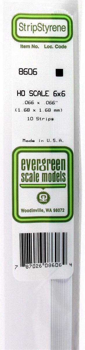 Evergreen Scale Models HO 8608 Strip .066" x .090" (10)