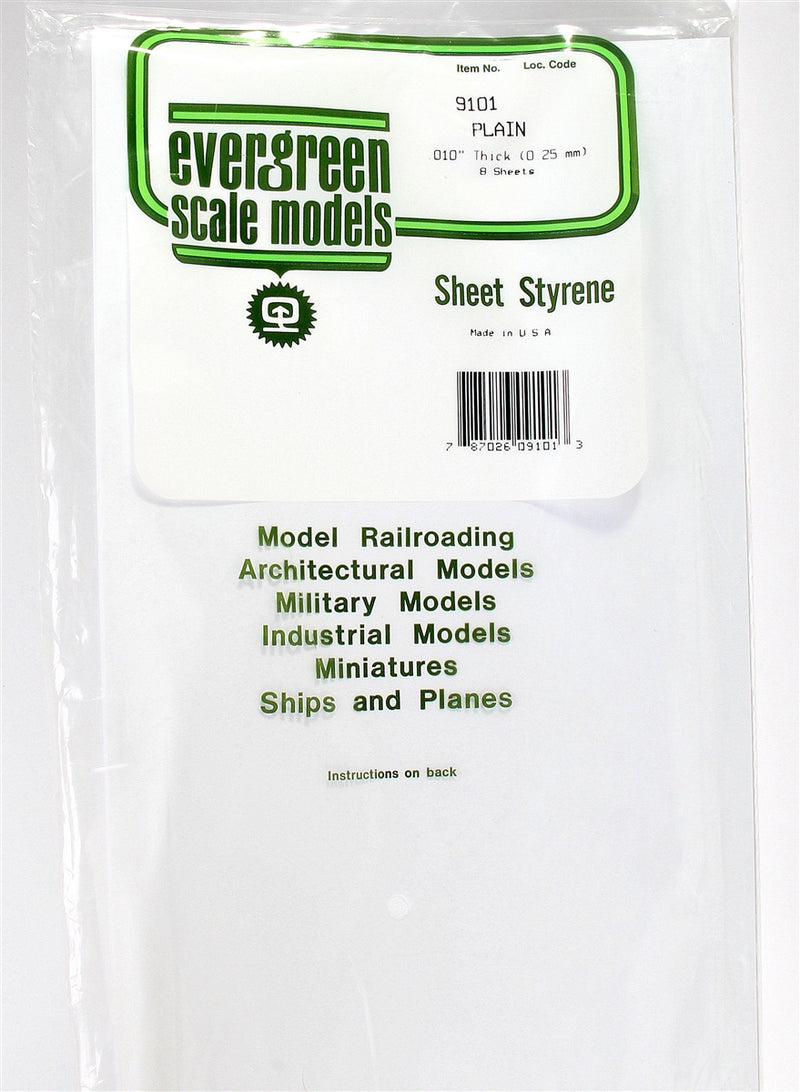 Evergreen Scale Models 9101 Plain White Sheet .010" (8)