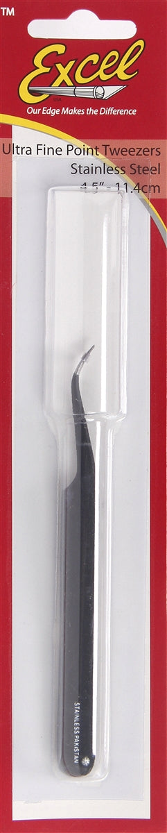 Excel 30420 Ultra Fine Point Stainless Steel Tweezers with Slant Point (Black)