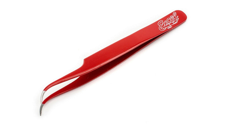 Excel 30426 Ultra Fine Slant Point Tweezers, 4.5" (Red)