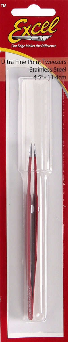 Excel 30427 Ultra Fine Point Stainless Steel Tweezers (Red)