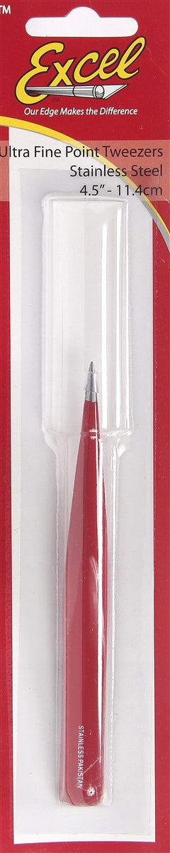 Excel 30428 Ultra Fine Point Stainless Steel Tweezers with Hollow Handle (Red)