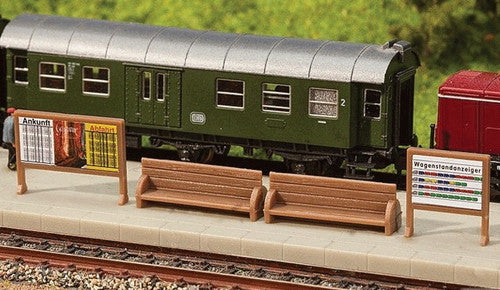 Faller N 272904 Station Platform Benches and Billboards (2 Each)