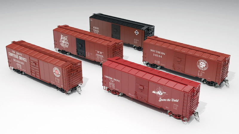 PREORDER Rapido 181006 HO 1937 AAR 40' Boxcar w/Round Corner 6-Pack - Ready to Run -- Nickel Plate Road Set