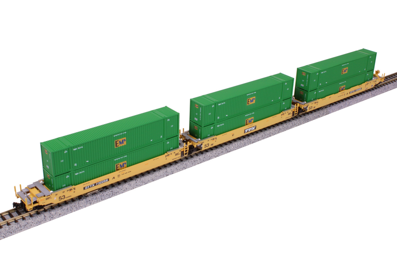 Kato 106-6187 N Gunderson MAXI-IV 3-Unit Well Car with 6 53' Containers - Ready to Run -- TTX DTTX