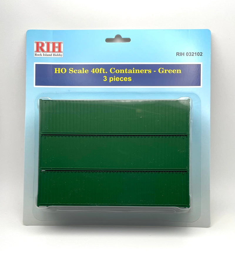 Rock Island Hobby HO 032102 40' Containers, Green (3-Pack)