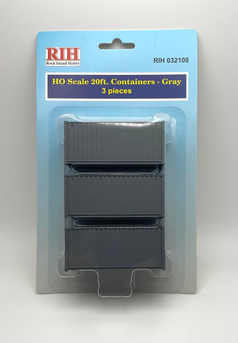 Rock Island Hobby HO 032108 20' Container, Gray (3-Pack)