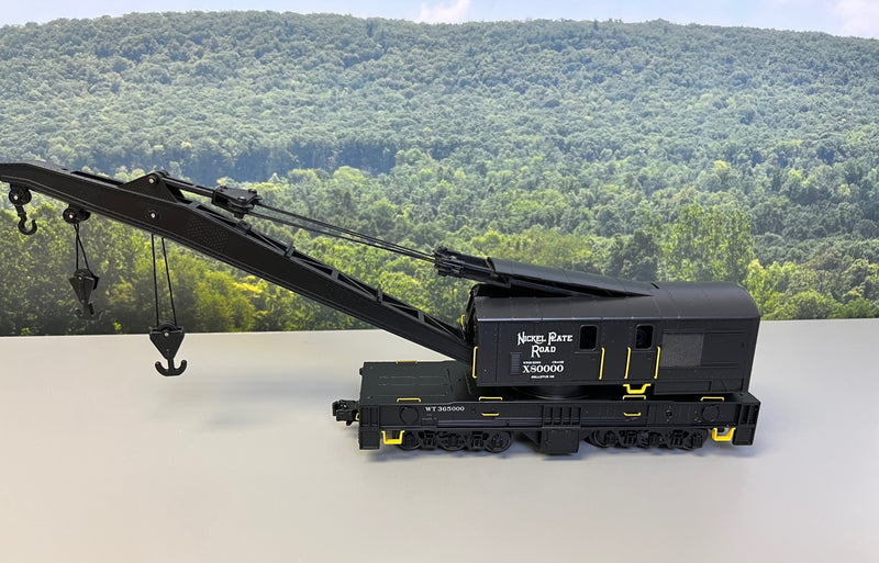 Atlas 3001239 3RL ATLAS PREMIER O CRANE CAR NICKEL PLATE ROAD X80000 (BLACK/WHITE), O Scale