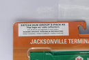 Jacksonville Terminal Company 537114 HUB GROUP with Top Logo 53' HIGH CUBE 8-55-8 (3-pack) Set # 2 corrugated containers with stackable Magnetic system. JTC # 537114, N Scale