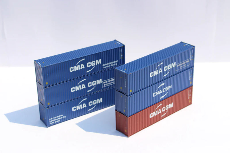 Jacksonville Terminal Company 405189 CMA CGM mixed scheme (6 Pack) - 40' High cube with magnets. JTC
