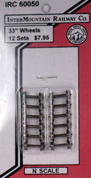 Intermountain N 60050 All Brass Metal Wheelsets, 33" (12-Pack)