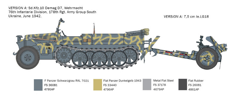 Italeri 6595 - SCALE 1 : 35 Sd. Kfz. 10 Demag D7 with 7,5 cm leIG 18 and crew