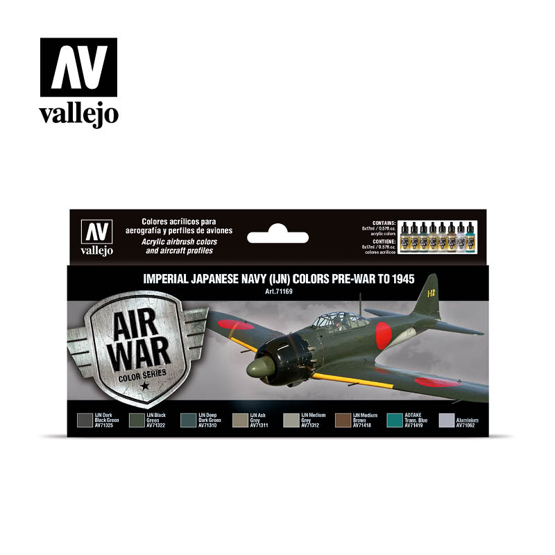 Vallejo Acrylic Paints 71169 Imperial Japanese Navy Colors Pre-War-1945 Paint Set (8-Pack)