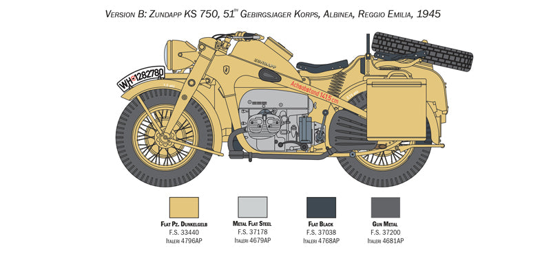 Italeri 7406 - SCALE 1 : 9 ZUNDAPP KS 750 with Sidecar