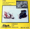 JL Innovative Design HO 908 Classic 1947 Motorcycles Kit (2 with Enclosed Side Car and US Mail/Fanny Farmer)
