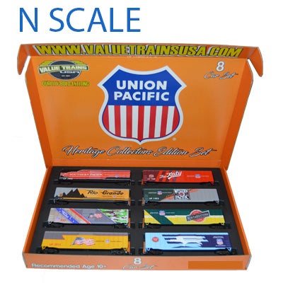 Value Trains USA N N10010 Boxcar Collectors Edition Set, Union Pacific (8-Pack)