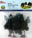 JTT Scenery Products HO 92130 Green Deciduous Trees 2" to 3" (10)