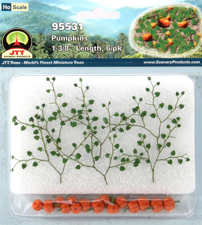 JTT Scenery Products HO 95531 (BU-1031) Pumpkins with 1-3/8" Long Vines (6)