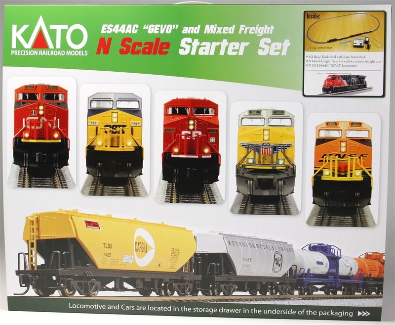 Kato N 1060020 GE ES44AC Gevo and Mixed Freight Starter Set, Canadian National