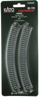 Kato N 20170 Unitrack 8-1/2" Radius 45-Degree Curved Track (4)