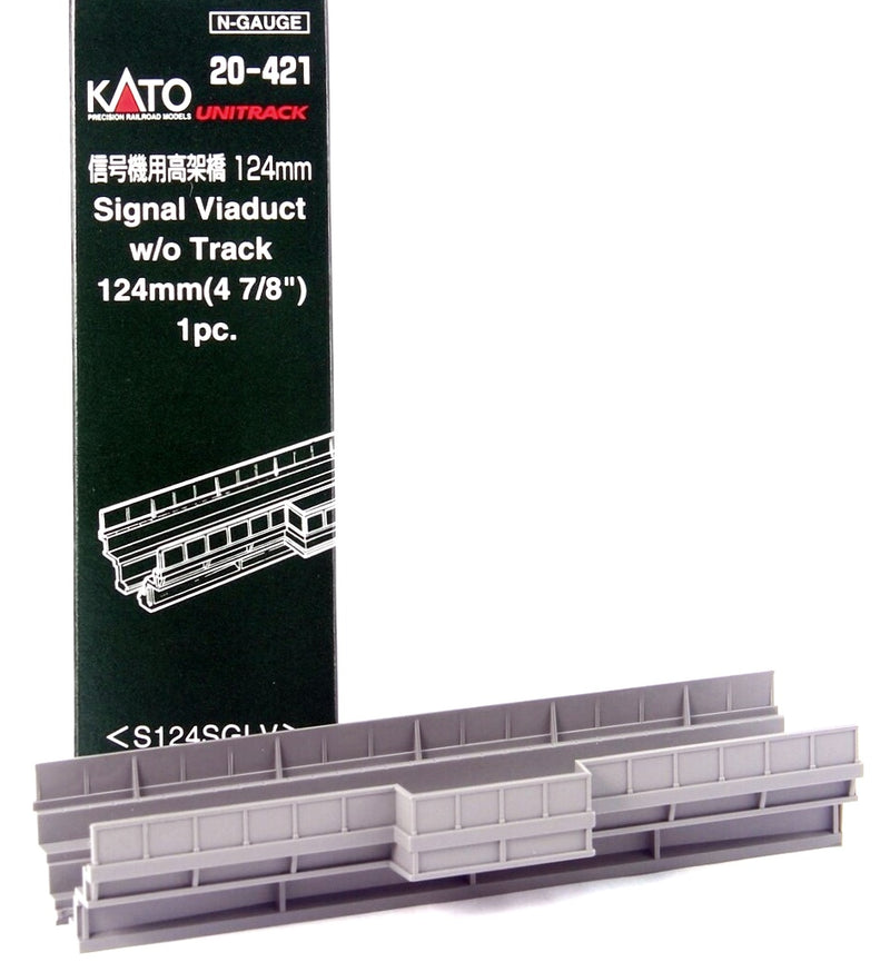 Kato N 20421 Unitrack 4-7/8" (124mm) Single Track Straight Viaduct Platform for KAT-20605 Automatic Signal Track