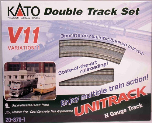 Kato N 20870 Unitrack Double Track Variation Set 11 (Super Elevated Curves and Modern Concrete Ties)