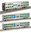 PREORDER Kato N 1068703S Gallery Bi-Level Set, Chicago Metra (3-Pack) (DCC & Sound-Equipped)