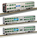 Kato N 1068703S Gallery Bi-Level Set, Chicago Metra (3-Pack) (DCC & Sound-Equipped)