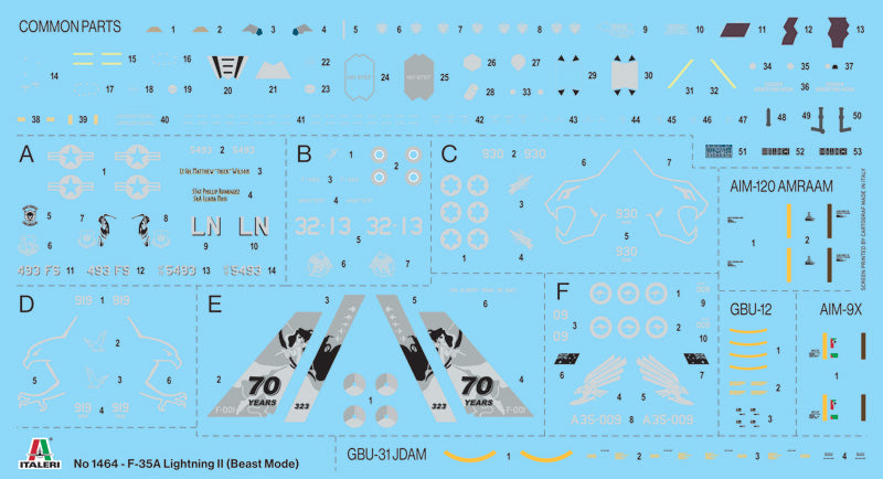 Italeri 1464 - SCALE 1 : 72 F-35A LIGHTNING II CTOL version (Beast Mode)