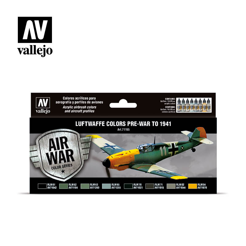 Vallejo Acrylic Paints 71165 Luftwaffe Colors Pre-War-1941 Paint Set (8-Pack)