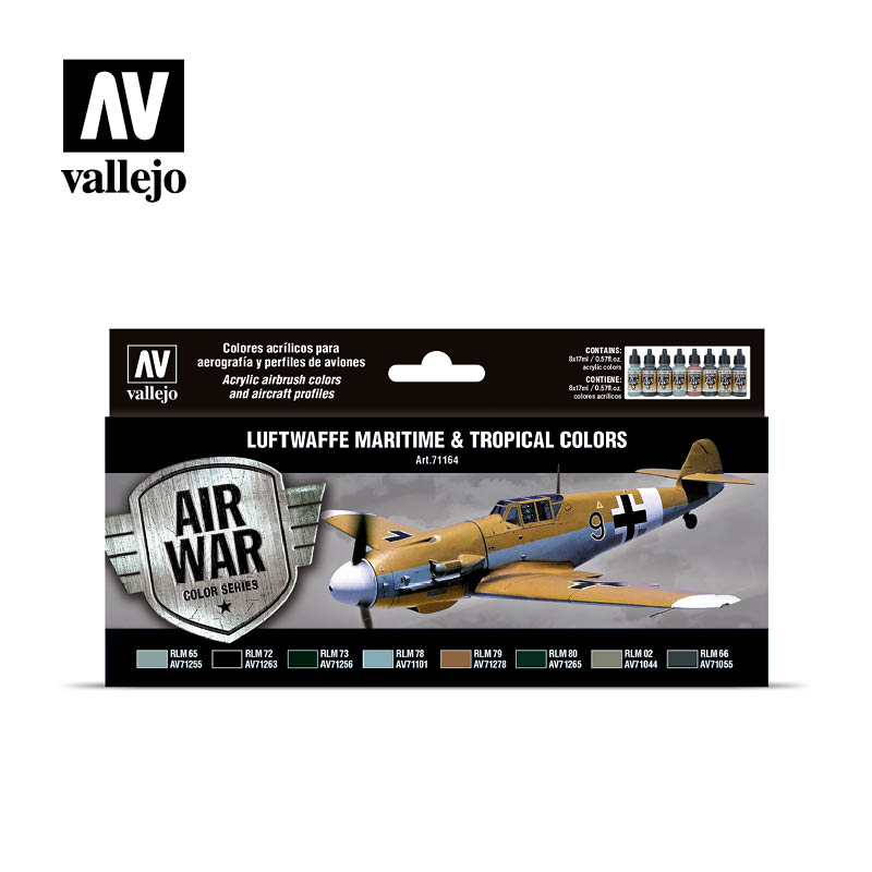 Vallejo Acrylic Paints 71164 Luftwaffe Maritime & Tropical Colors Paint Set (8-Pack)