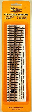 Micro Engineering HOn3 15-106 Nickel Silver Turnout Code 70 Right Hand