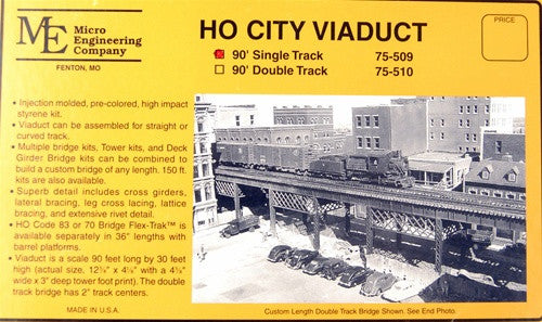 Micro Engineering HO 75-509 90' Single Track City Viaduct Kit