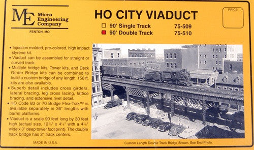 Micro Engineering HO 75-510 90' Double Track City Viaduct Kit