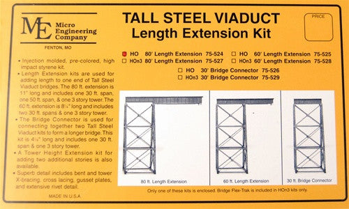 Micro Engineering HO 75-524 Tall Steel Viaduct 80' Length Extension Kit