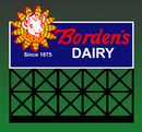 Miller Engineering N/HO 1052 Small Borden's Dairy Billboard, Animated Neon Style Sign Kit