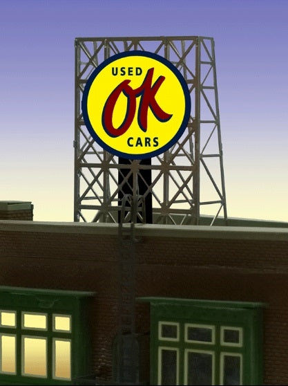 Miller Engineering Z/N 33-9065 OK Used Cars Billboard, Animated Neon Style Sign Kit