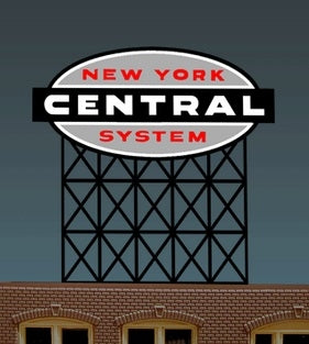 Miller Engineering HO/O 4581 New York Central Railroad Billboard, Animated Neon Style Sign Kit