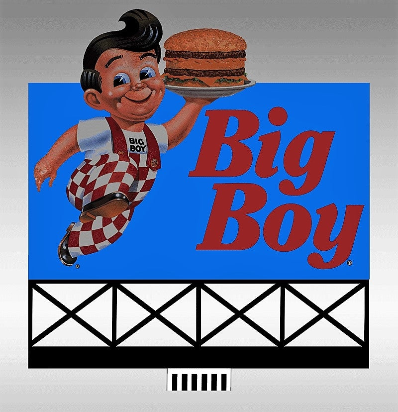 Miller Engineering O/HO 88-2901 Large Bob's Big Boy Billboard, Animated Neon Style Sign Kit, Limited Edition
